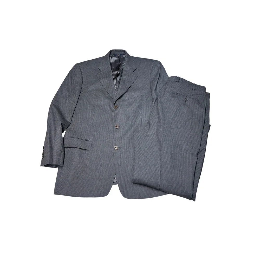 Brooks Brothers 346 Mens Suit 43R 36X28 Charcoal Gray Pinstripe Wool Stretch 2Pc